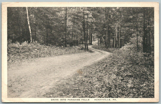 HENRYVILLE PA DRIVE INTO PARADISE FALLS 1931 VINTAGE POSTCARD