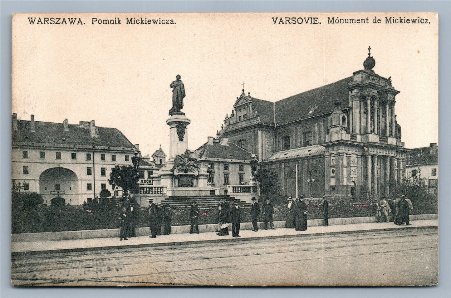 WARSZAWA POLAND POMNIK MICKIEWICZA ANTIQUE POSTCARD