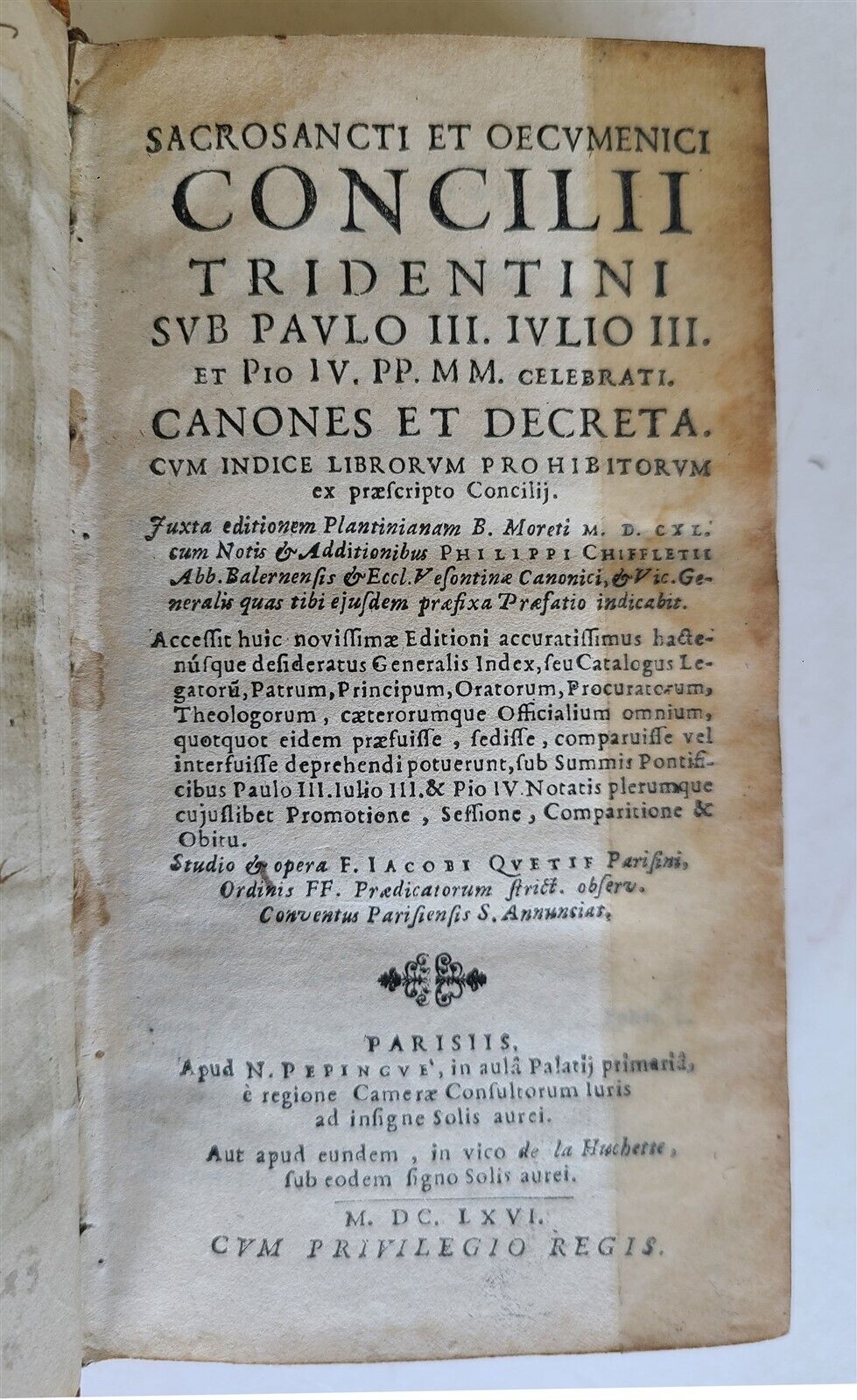 1666 SANCROSANCTI et OECUMENICI CONCILII TRIDENTINI CANONES et DECRETA antique