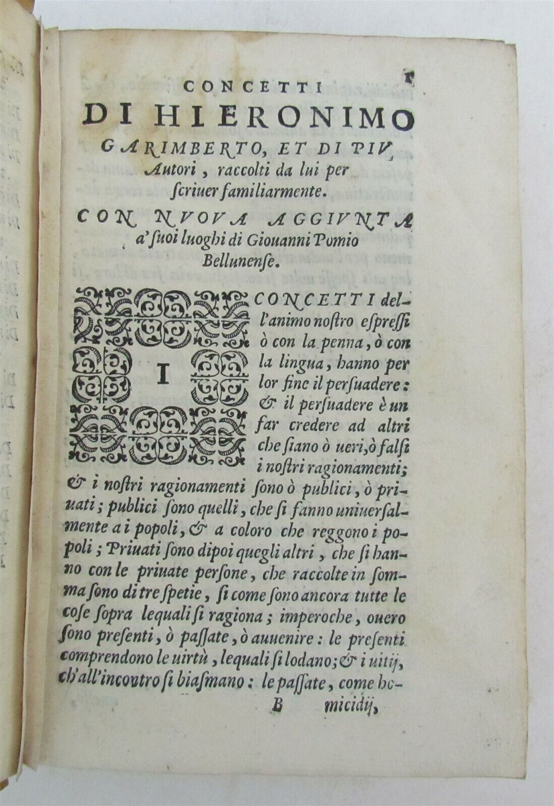 1585 CONCETTI DI HIERONIMO GARIMBERTO antique 16th CENTURY VELLUM BINDING