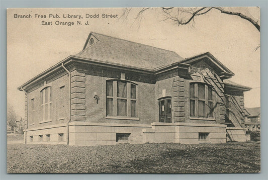 EAST ORANGE NJ DODD STREET LIBRARY ANTIQUE POSTCARD