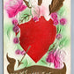 TO MY VALENTINE EMBOSSED ANTIQUE POSTCARD CUPID in FLOWERS w/ HEART