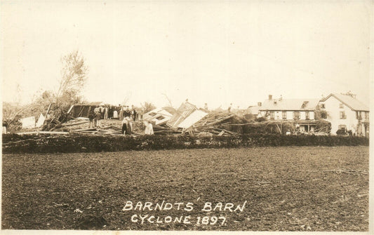 DESTROYED BARNDTS BARN CYCLONE 1897 ANTIQUE REAL PHOTO POSTCARD RPPC