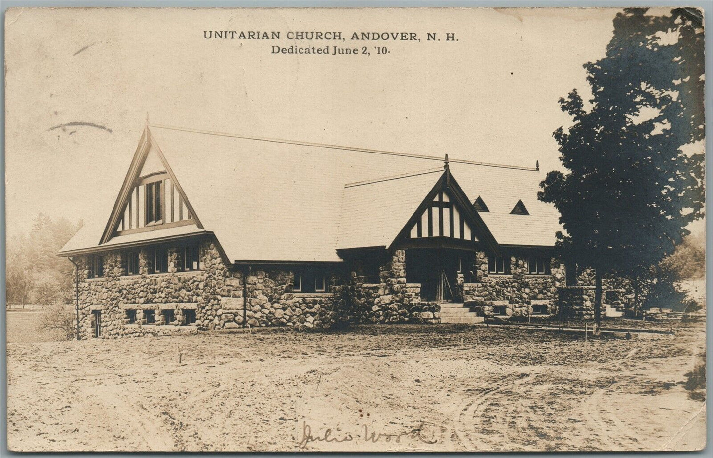 ANDOVER NH UNITARIAN CHURCH ANTIQUE REAL PHOTO POSTCARD RPPC