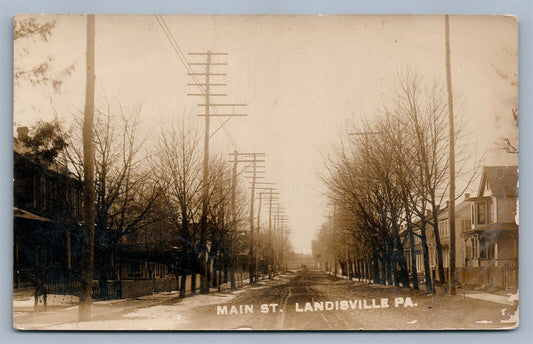 LANDISVILLE PA MAIN STREET ANTIQUE REAL PHOTO POSTCARD RPPC