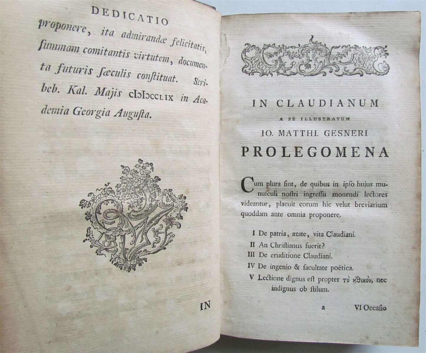 1759 ANCIENT POETRY by CLAUDIAN VELLUM BOUND antique