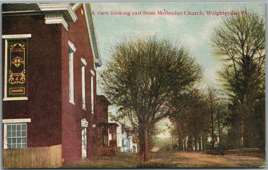 WRIGHTSVILLE PA EAST FROM METHODIST CHURCH ANTIQUE POSTCARD