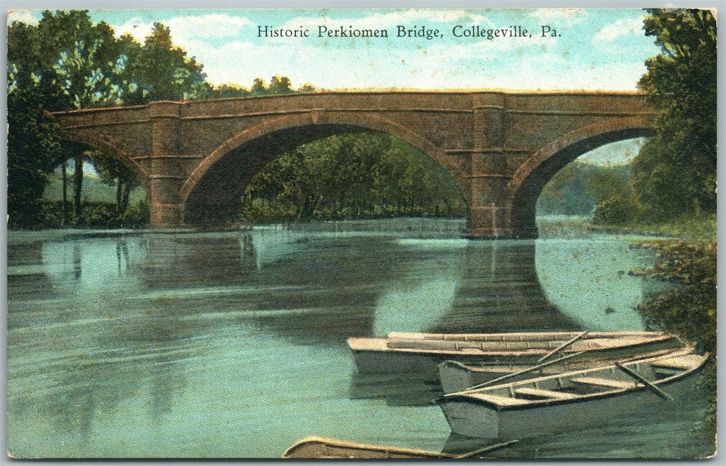 COLLEGEVILLE PA HISTORIC PERKIOMEN BRIDGE ANTIQUE POSTCARD