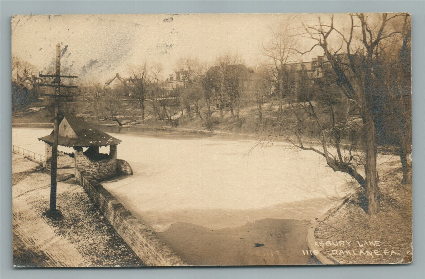 OAK LANE PA ASBURY LAKE ANTIQUE REAL PHOTO POSTCARD RPPC