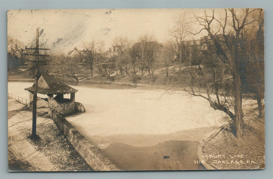 OAK LANE PA ASBURY LAKE ANTIQUE REAL PHOTO POSTCARD RPPC