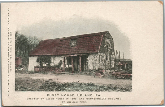 UPLAND PA PUSEY HOUSE ANTIQUE POSTCARD