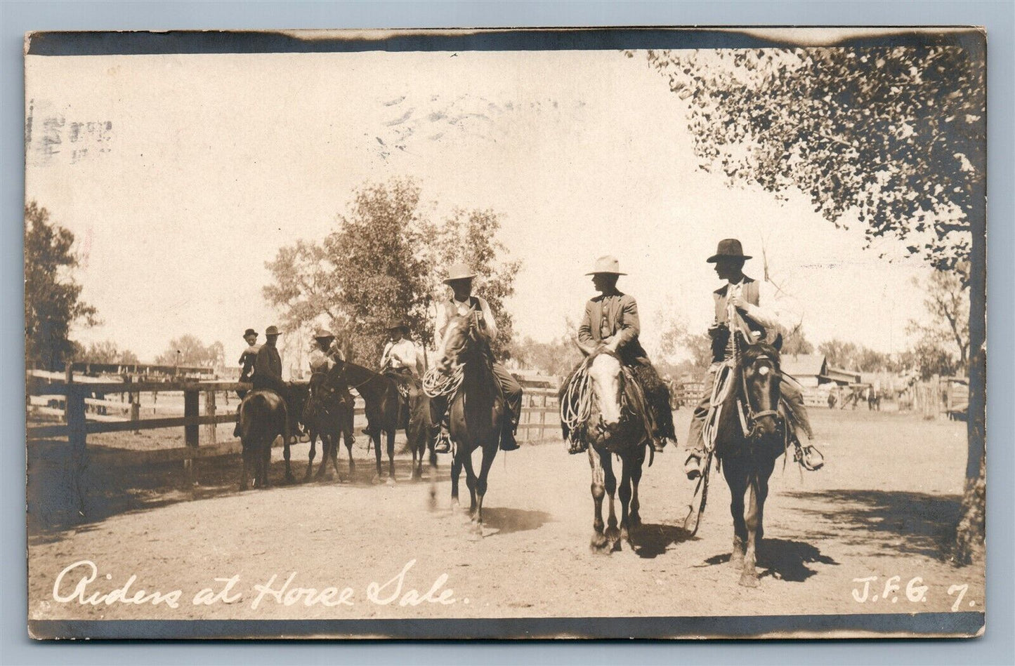 MILES CITY MT RIDING AT HORSE SALE ANTIQUE REAL PHOTO POSTCARD RPPC