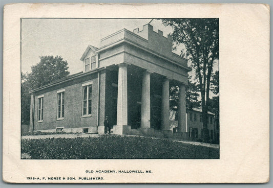 HALLOWELL ME OLD ACADEMY ANTIQUE POSTCARD