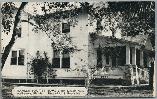 MELBOURNE FL HAMLEN TOURIST HOME ANTIQUE POSTCARD