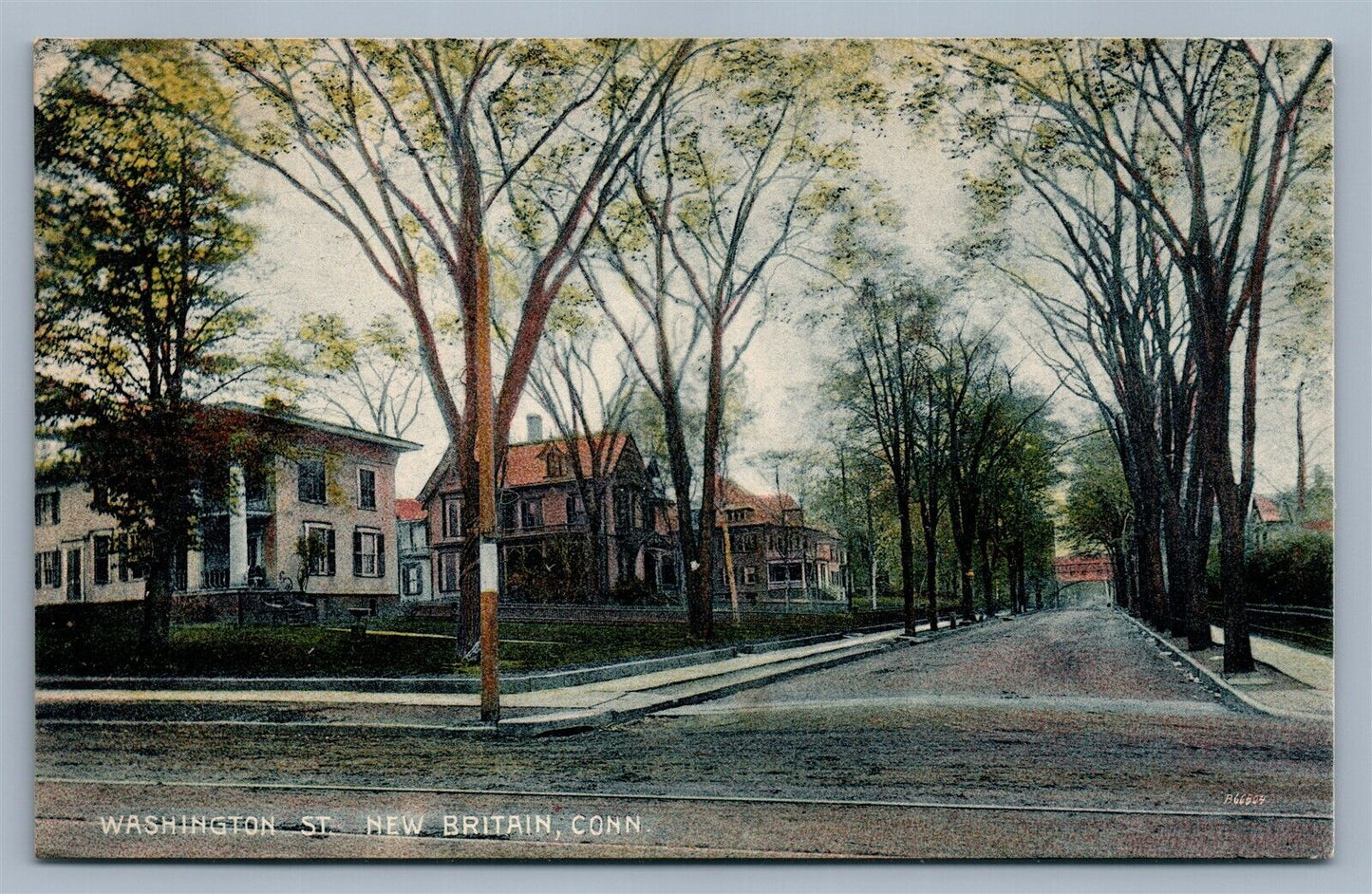 NEW BRITAIN CT WASHINGTON STREET ANTIQUE POSTCARD w/ CORK CANCEL