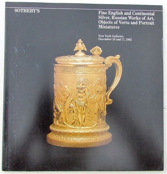 1982 SOTHEBY AUCTION CATALOGUE BOOK on SILVER, RUSSIAN ART, OBJECTS OF VERTU