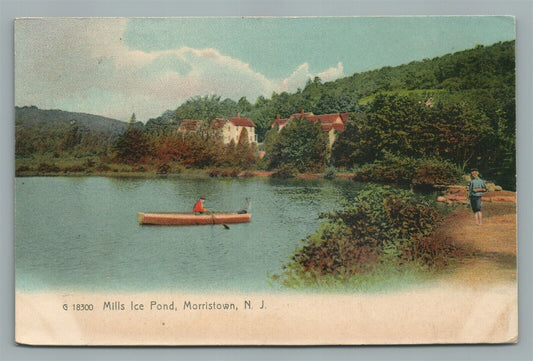 MORRISTOWN NJ MILLS ICE POND ANTIQUE POSTCARD