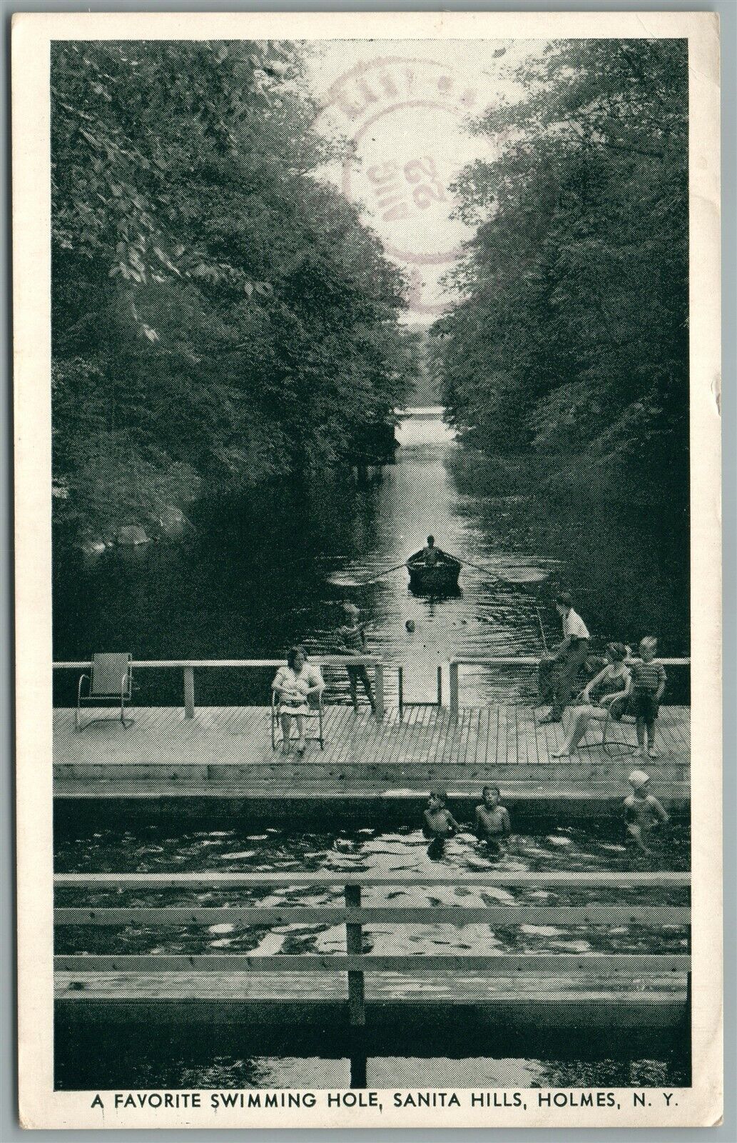 HOLMES NY SWIMMING HOLE SANITA HILLS ANTIQUE POSTCARD