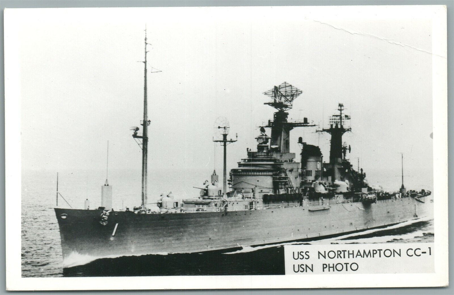 MILITARY SHIP U.S.S. NORTHAMPTON VINTAGE REAL PHOTO POSTCARD RPPC