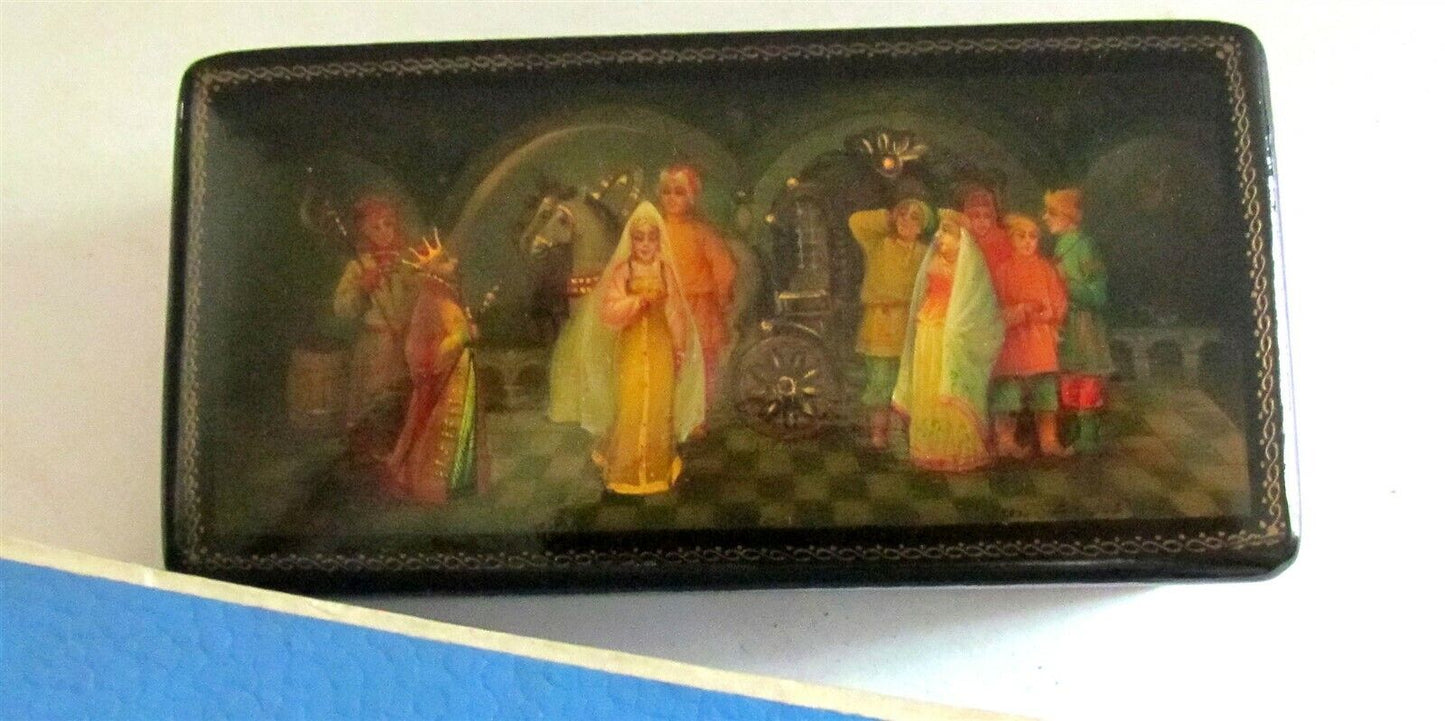 RUSSIAN FEDOSKINO LACQUER BOX TSAR'S WEDDING hand painted VINTAGE paper mache