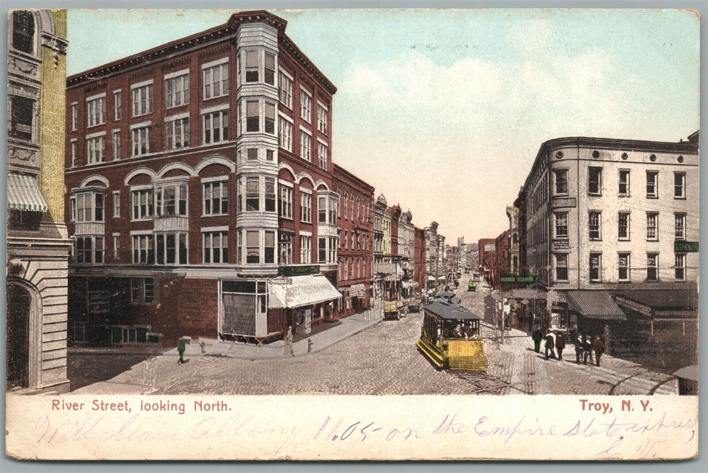 TROY NY RIVER STREET ANTIQUE POSTCARD