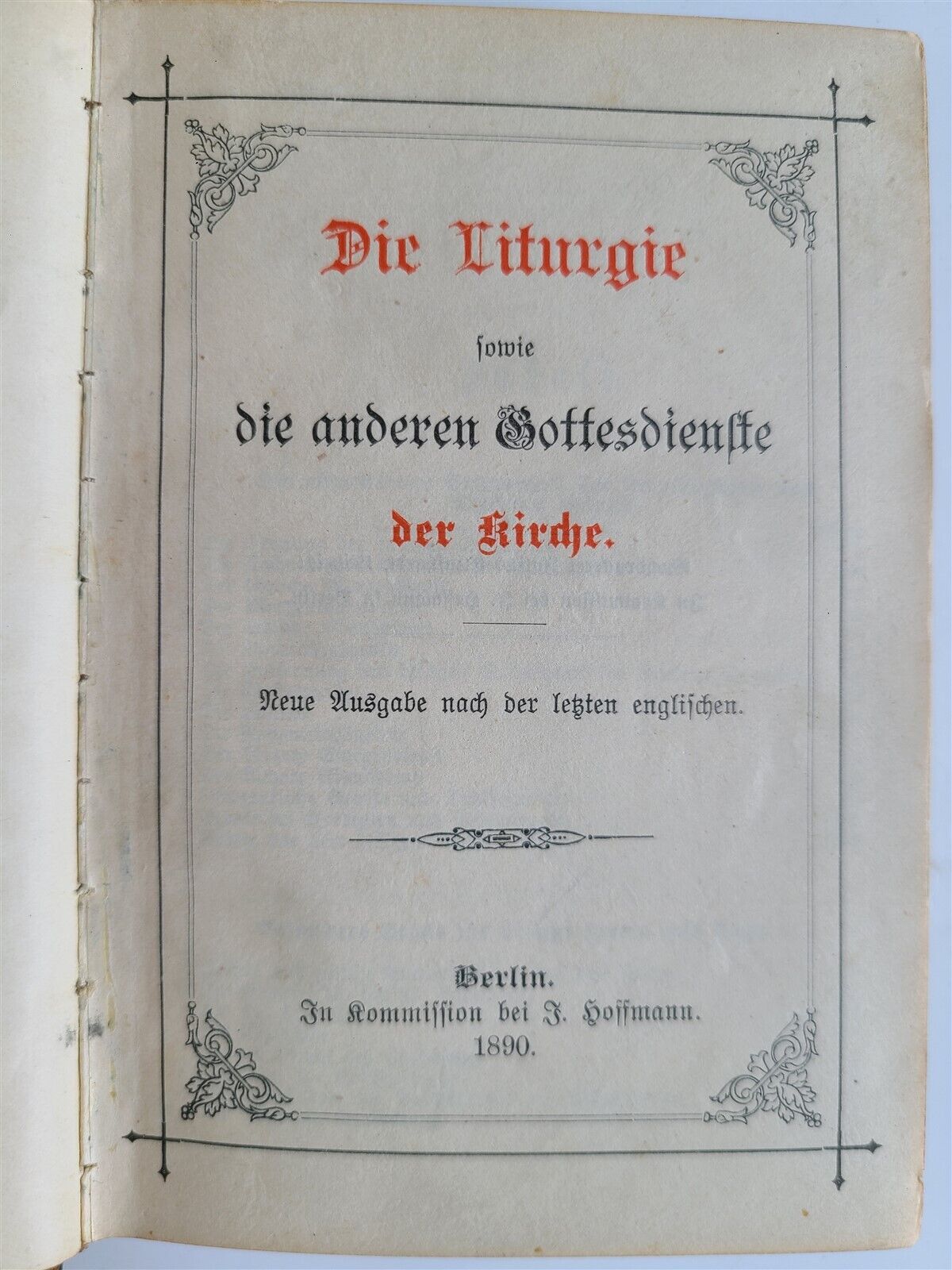 1890 DIE LITURGIE in GERMAN antique