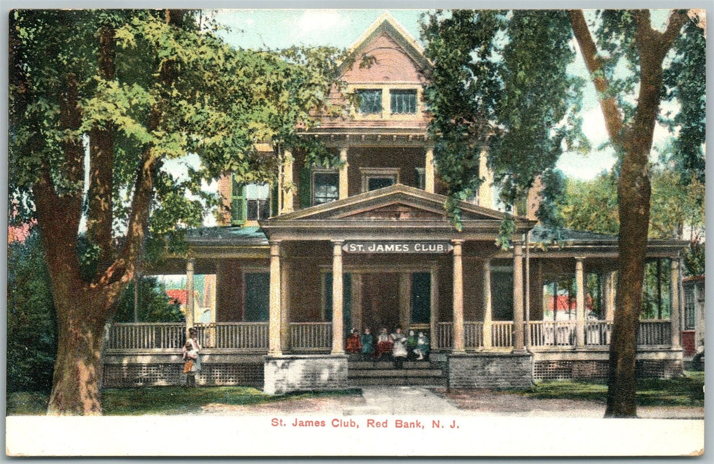 RED BANK NJ ST.JAMES CLUB 1909 ANTIQUE POSTCARD