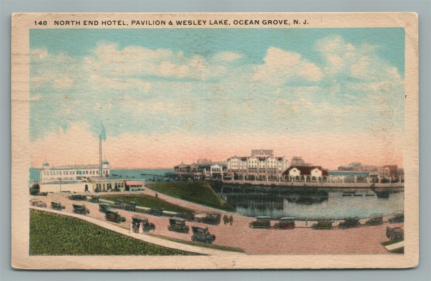 OCEAN GROVE NJ NORTH END HOTEL WESLEY LAKE ANTIQUE POSTCARD
