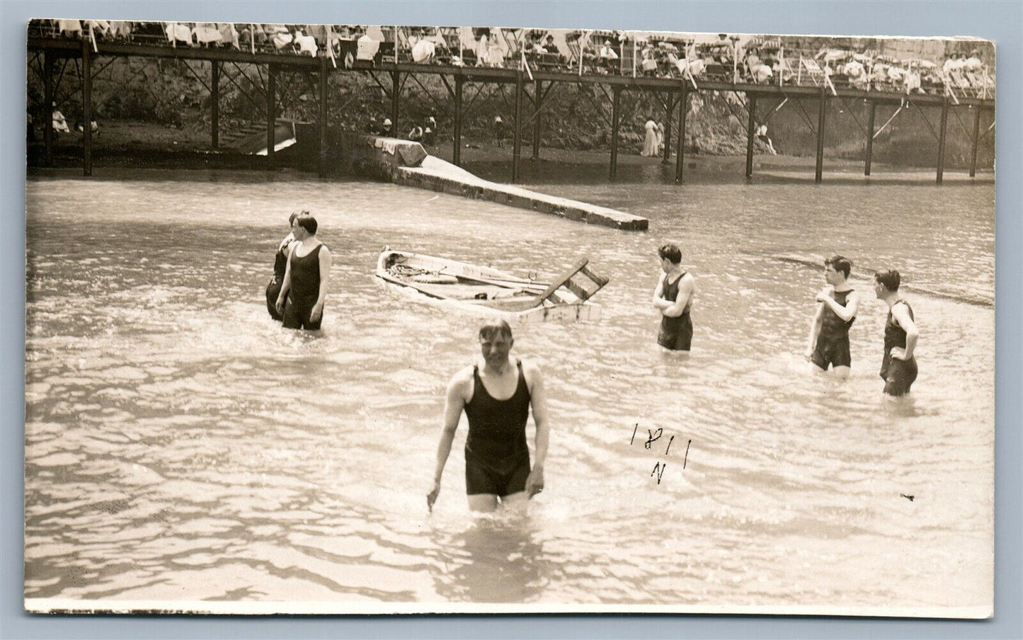 MARGATE ENGLAND NEWGATE GAP PETTMAN SEA BATHING ANTIQUE REAL PHOTO POSTCARD RPPC