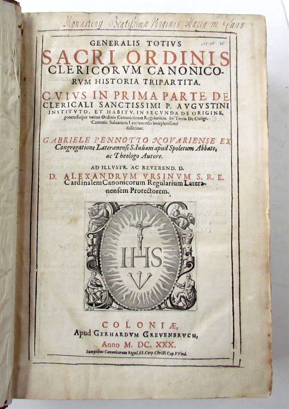 1630 CHURCH HISTORY FOLIO PIGSKIN BOUND ANTIQUE Generalis totius sacri ordinis