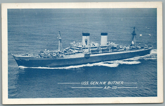 MILITARY SHIP USS GEN. H.W. BUTNER ANTIQUE POSTCARD