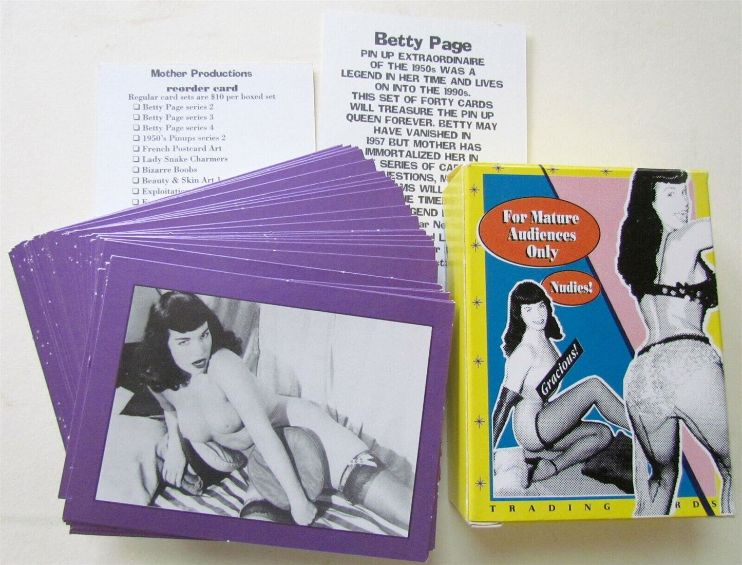 BETTY PAGE 1992 VINTAGE TRADING CARDS set w/ BOX PUZZLE BACK