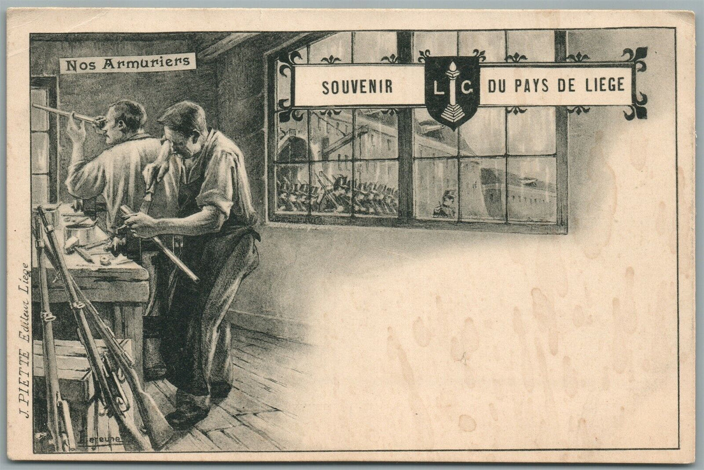 WWI ARMS MAKERS LIEGE FRANCE ANTIQUE POSTCARD