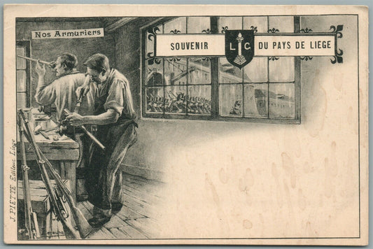 WWI ARMS MAKERS LIEGE FRANCE ANTIQUE POSTCARD