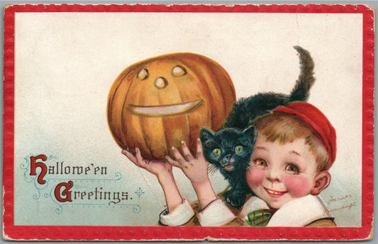 HALLOWEEN ANTIQUE POSTCARD ARTIST SIGNED J. BRUNDAGE