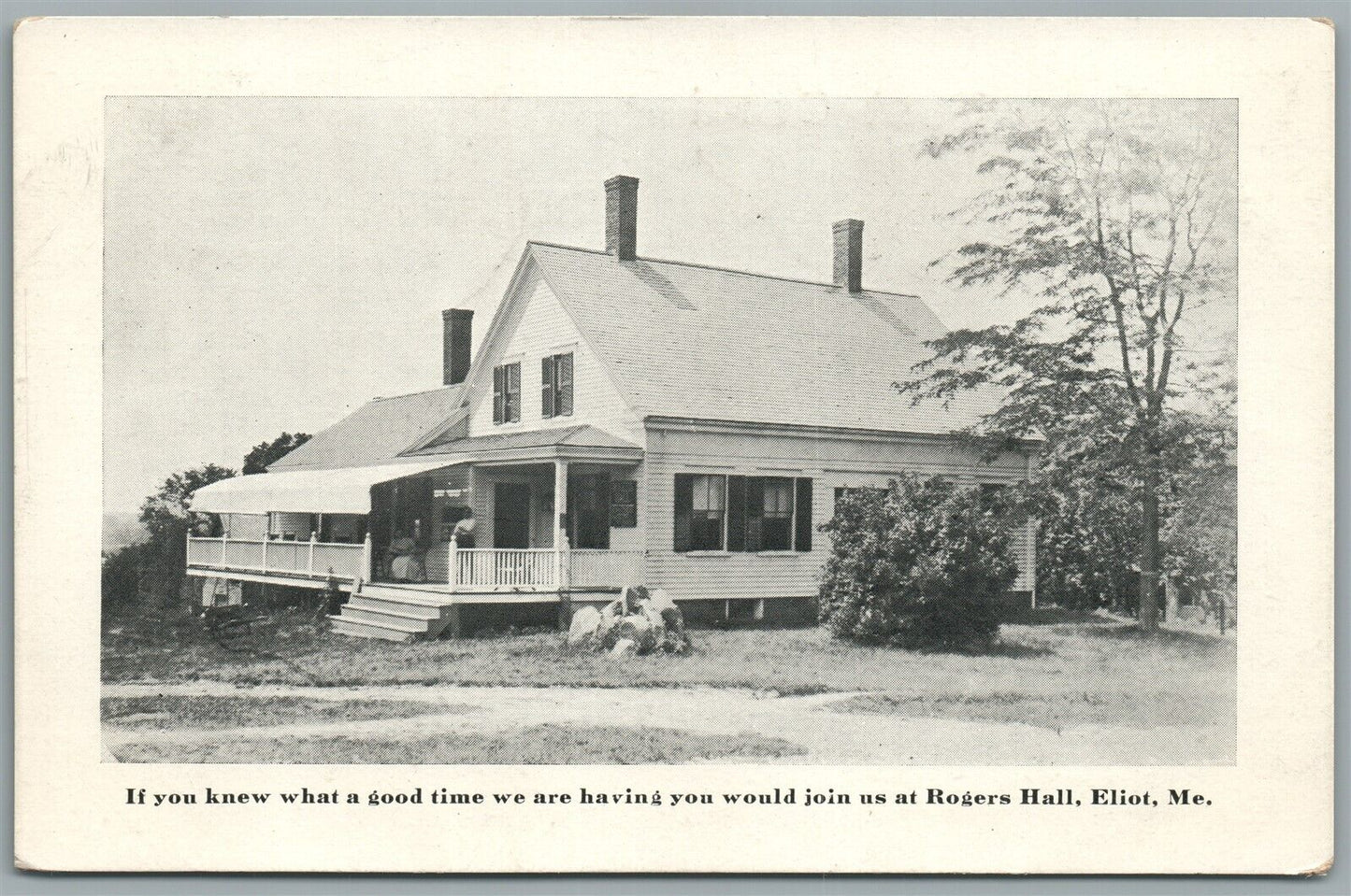 ELIOT ME ROGERS HALL ANTIQUE REAL PHOTO POSTCARD RPPC