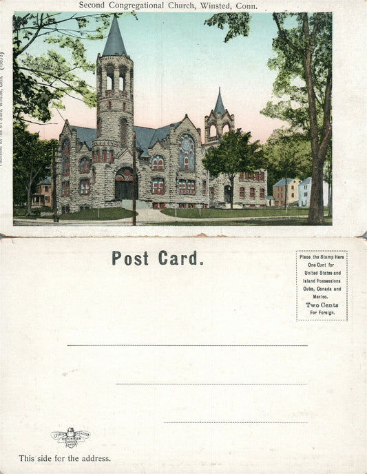 WINSTED CT SECOND CONGREGATIONAL CHURCH UNDIVIDED ANTIQUE POSTCARD