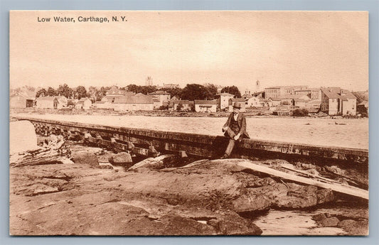 CARTHAGE NY LOW WATER ANTIQUE POSTCARD