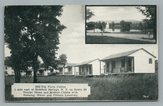 RICHFIELD SPRINGS NY HILL TOP FARM CABINS ANTIQUE POSTCARD