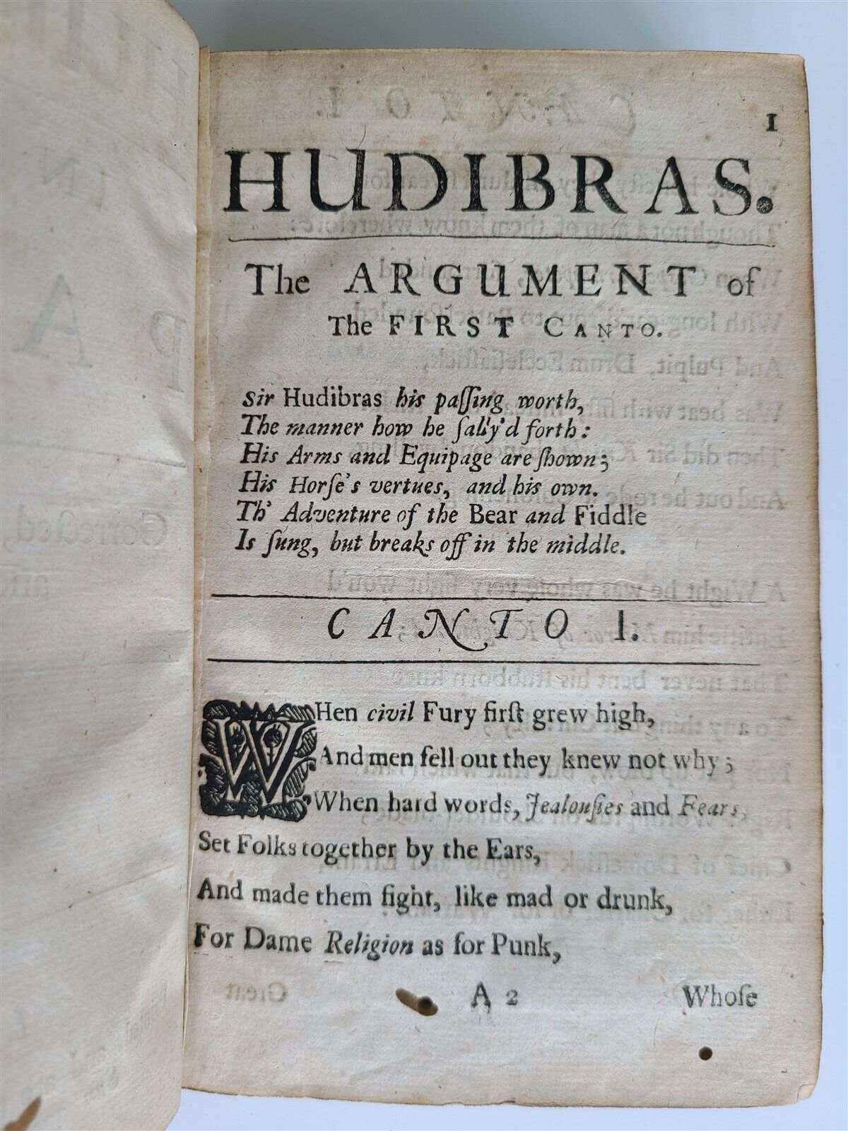 1684 HUDIBRAS by SAMUEL BUTLER antique in ENGLISH POLITICAL SATIRE poetry 1st ed