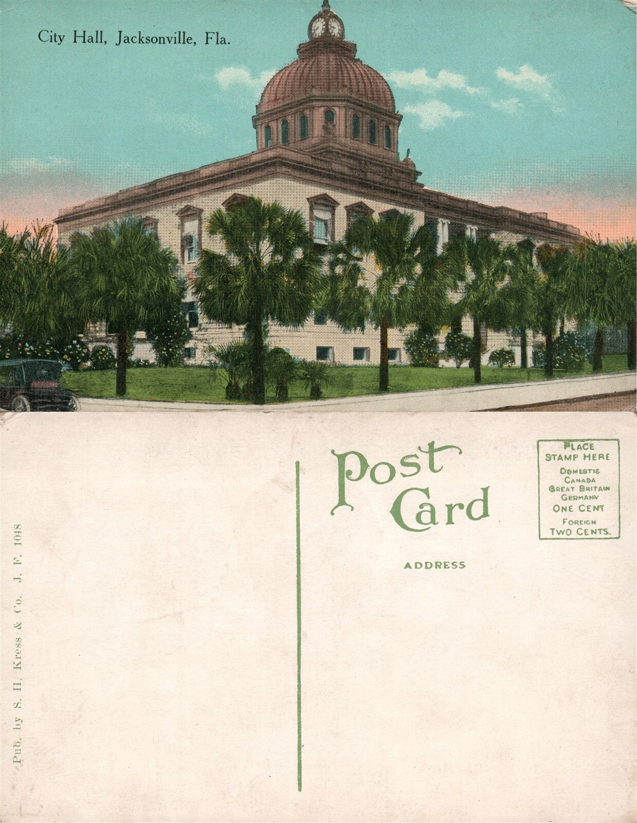 JACKSONVILLE FL CITY HALL ANTIQUE POSTCARD