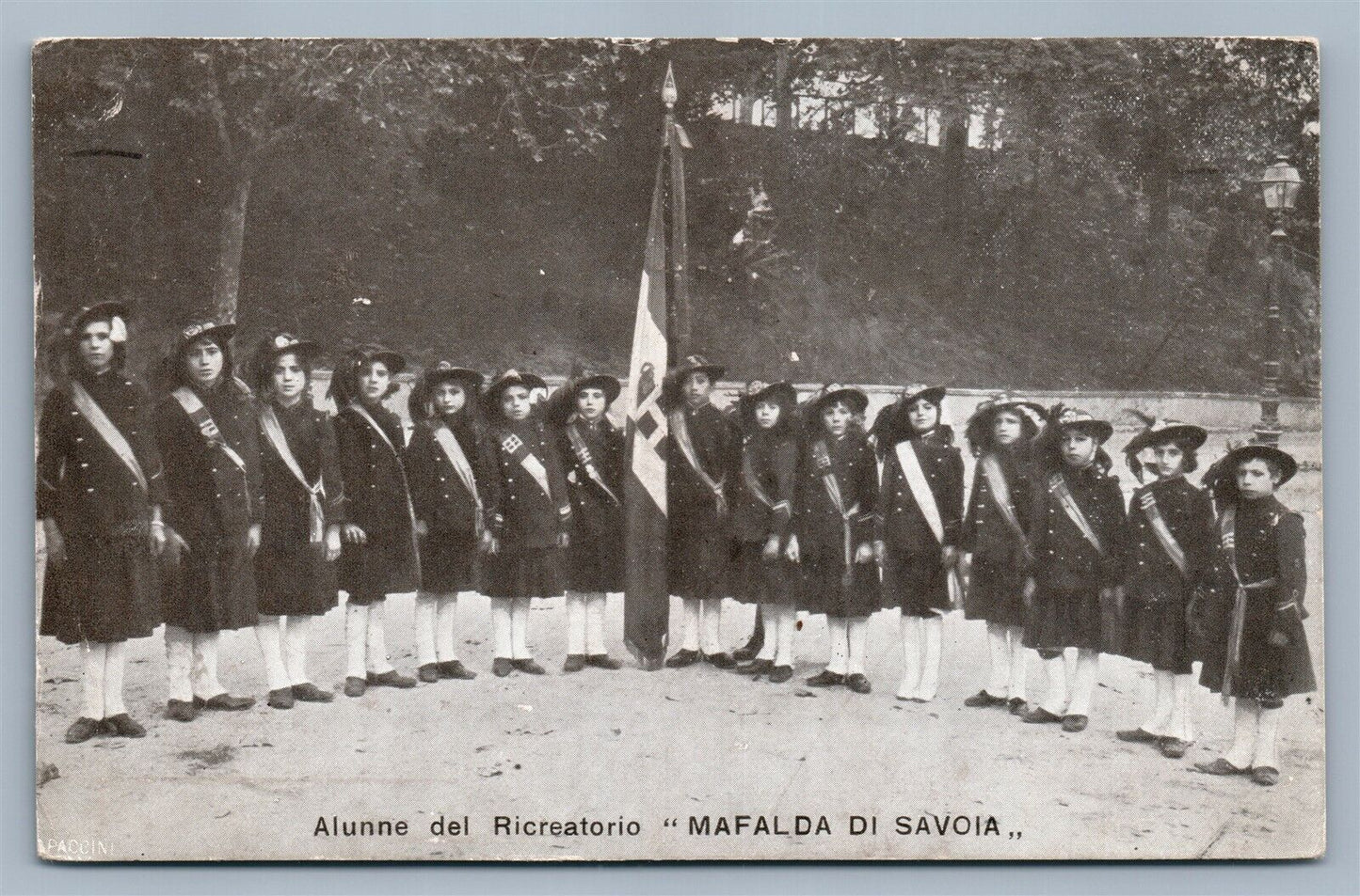 FEMALE REGIMENT MILITARY THEME ITALIAN ANTIQUE POSTCARD MAFALDA DI SAVOIA