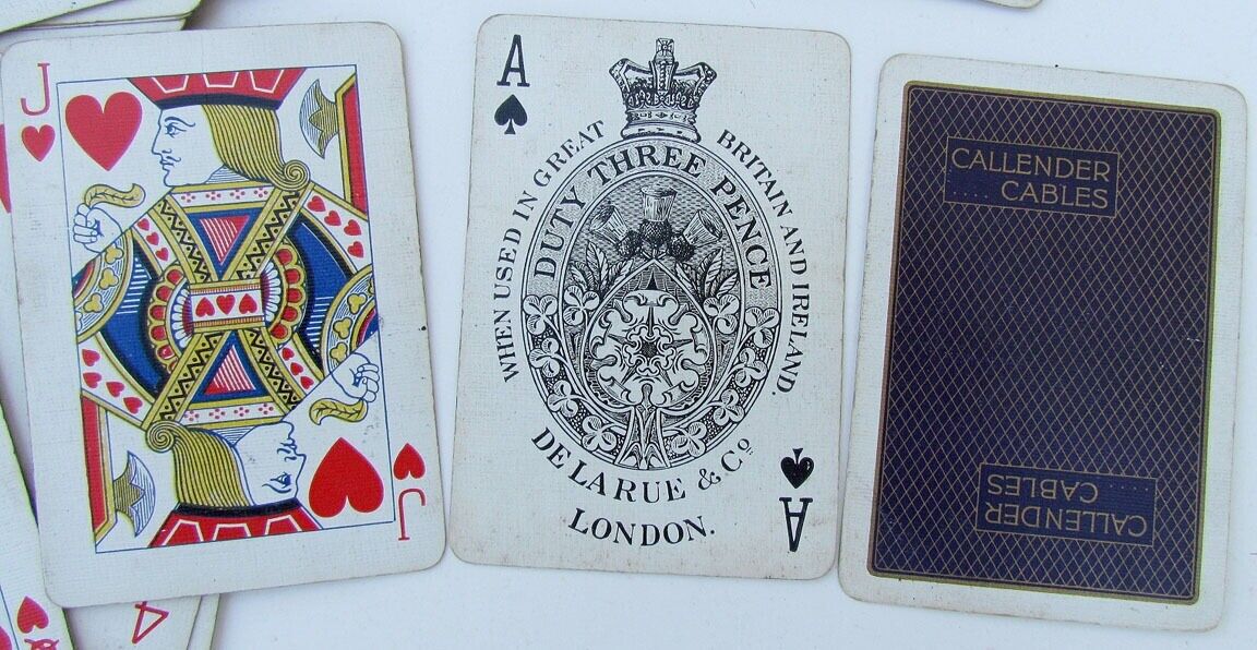 VINTAGE CALLENDER CABLES PLAYING CARDS DECK by DE LA RUE, LONDON