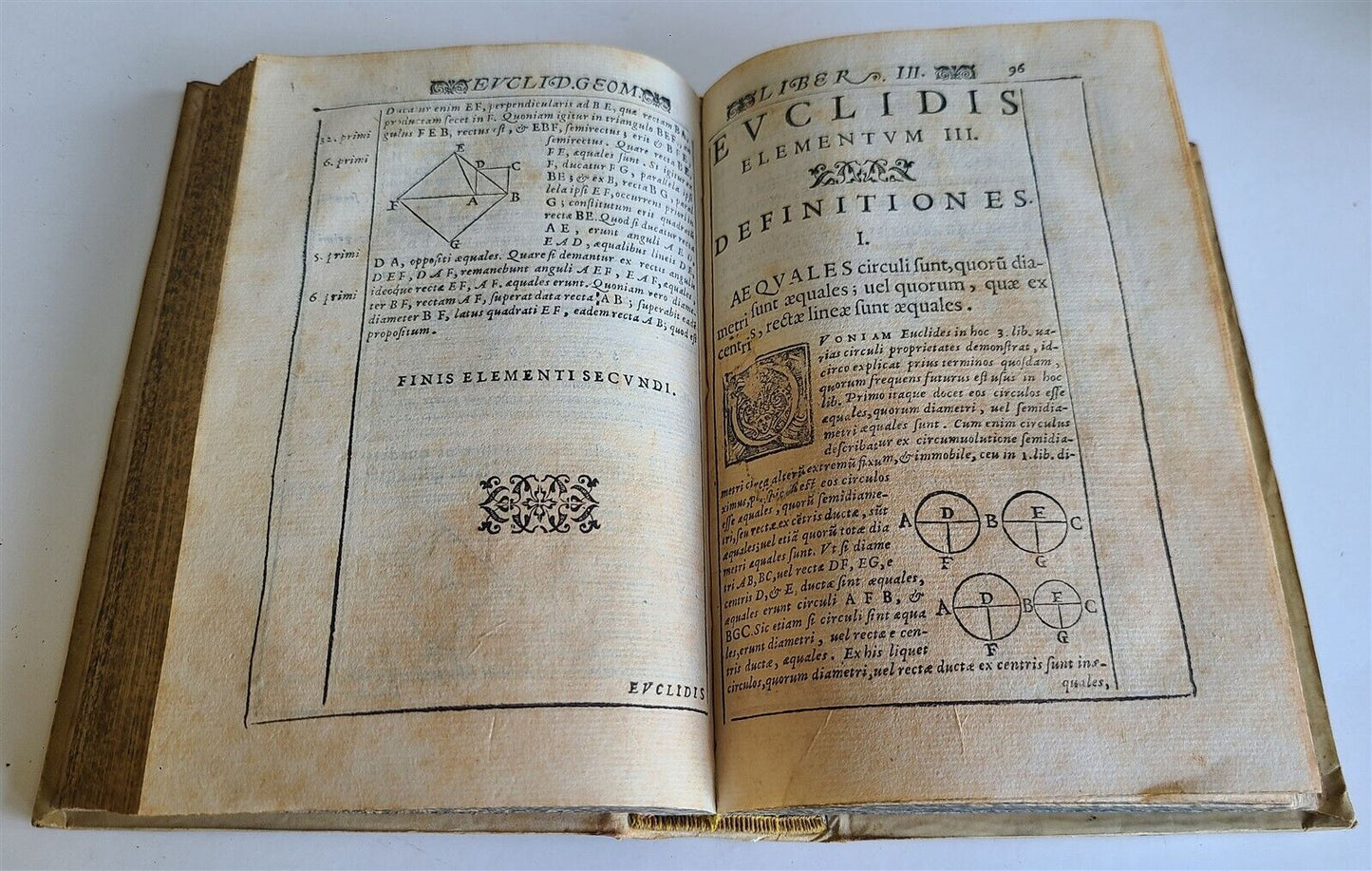 1574 EUCLIDIS ELEMENTORUM antique VELLUM 16th CENTURY GEOMETRY illustrated