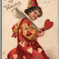 VALENTINE ANTIQUE POSTCARD w/ CLOWN