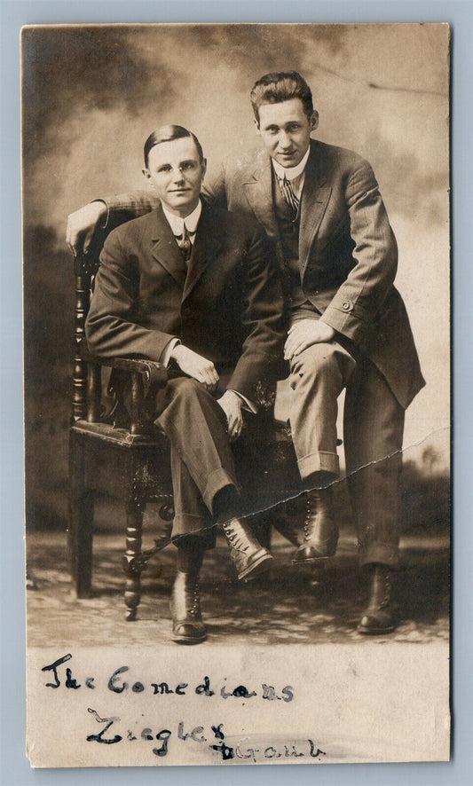 COMEDIANS ZIEGLEX ANTIQUE REAL PHOTO POSTCARD RPPC