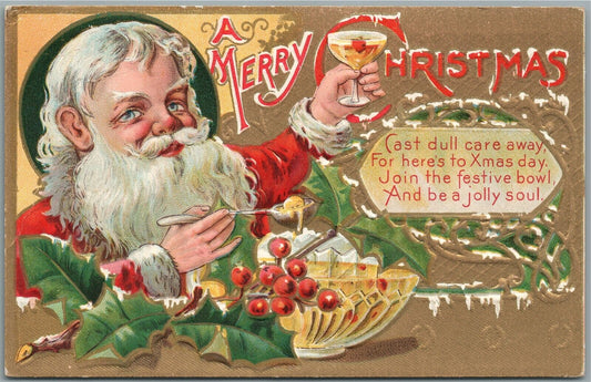 CHRISTMAS SANTA JOLLY SOUL ANTIQUE POSTCARD