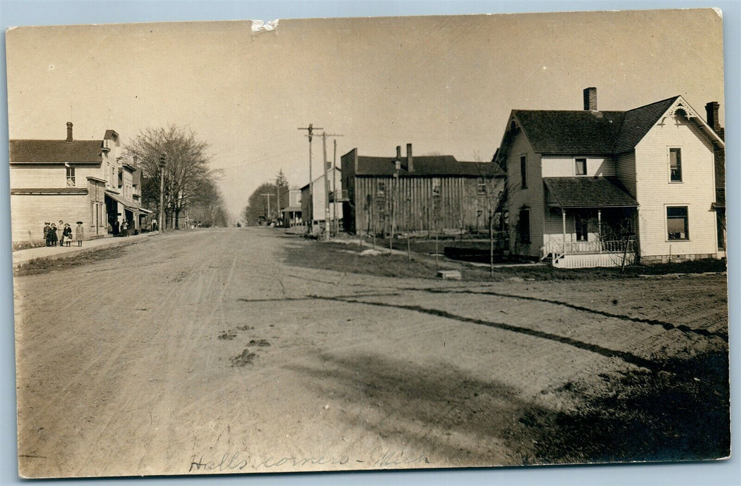 CALIFORNIA MI STREET SCENE ANTIQUE REAL PHOTO POSTCARD RPPC