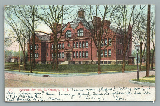 E.ORANGE NJ NASSAU SCHOOL ANTIQUE POSTCARD