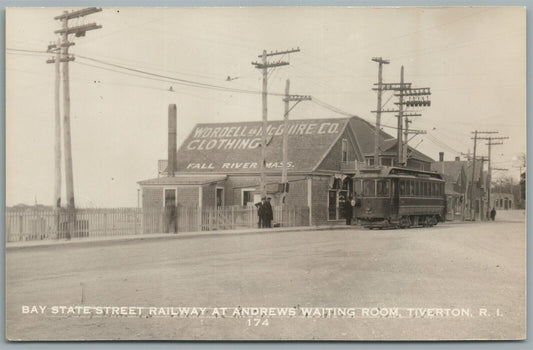 TIVERTON RI RAILWAY STATION WAITING ROOM ANTIQUE REAL PHOTO POSTCARD RPPC